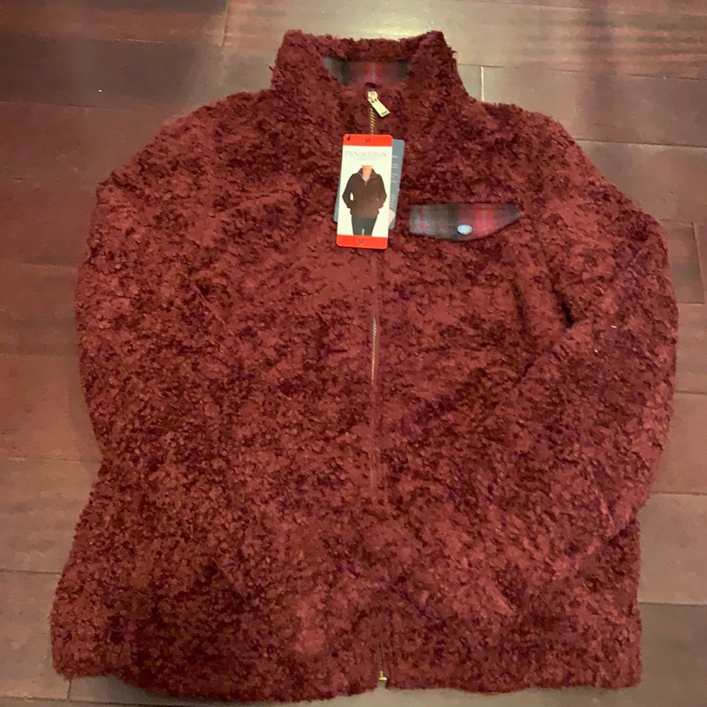 Brand new fuzzy, soft burgundy Pendleton jacket